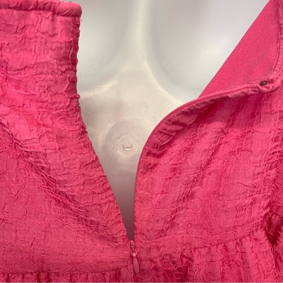 Future Collective Top Woman 3X Pink Boho Empire Puff Sleeve Square Neck Key Hole - Picture 6 of 10